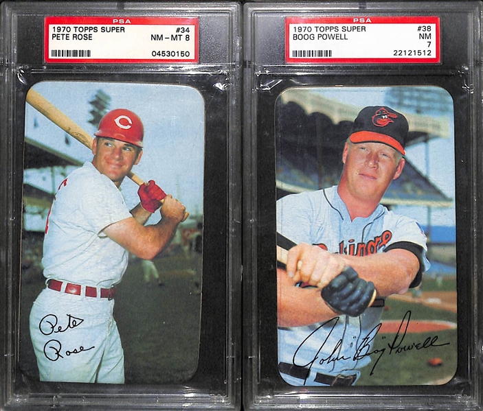 1970 Topps Super Lot - Pete Rose (#34) PSA 8 & Boog Powell SP (#38) PSA 7 (NM)